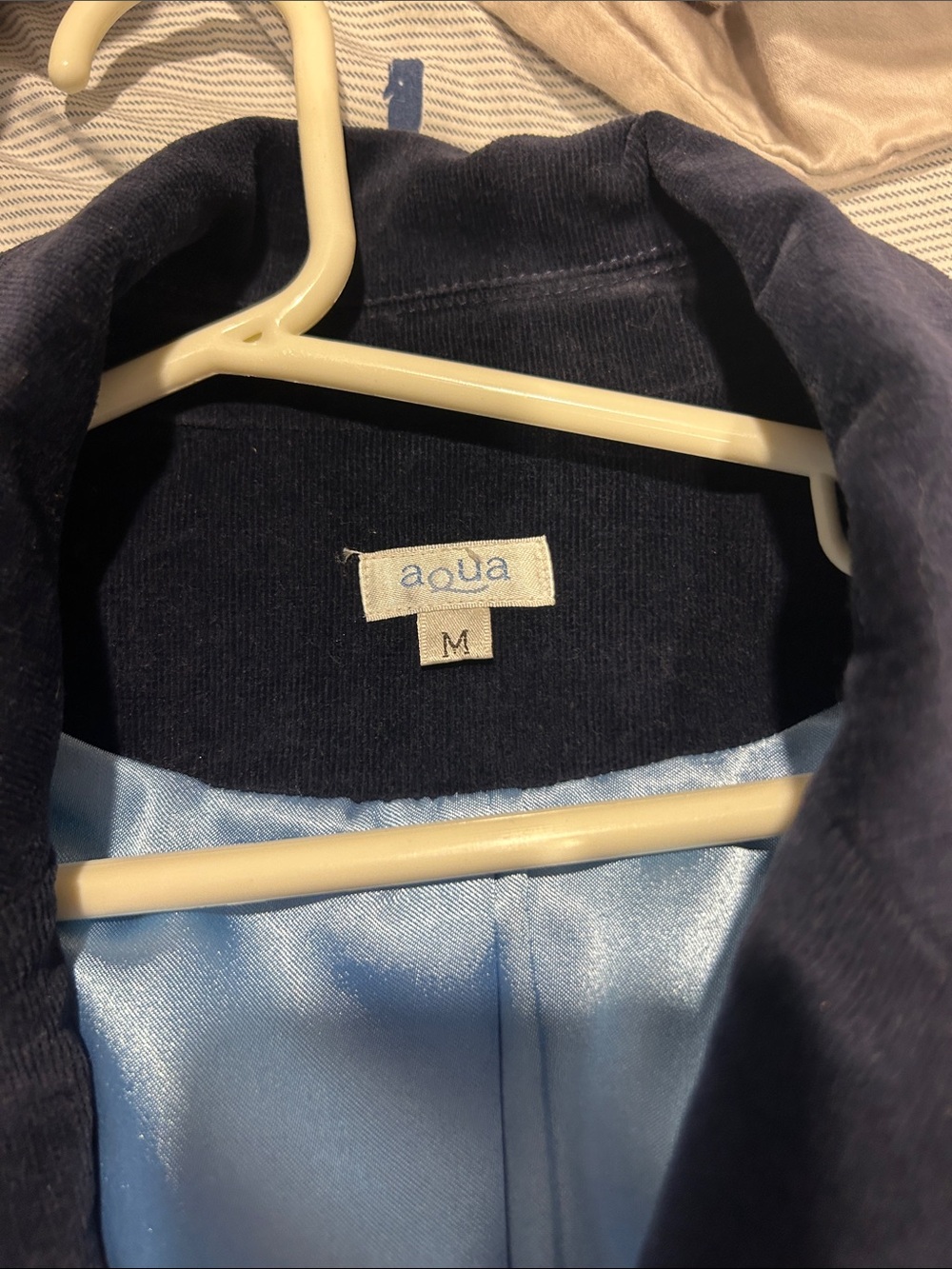 Aqua Navy Blazer with Light Blue Satin Lining